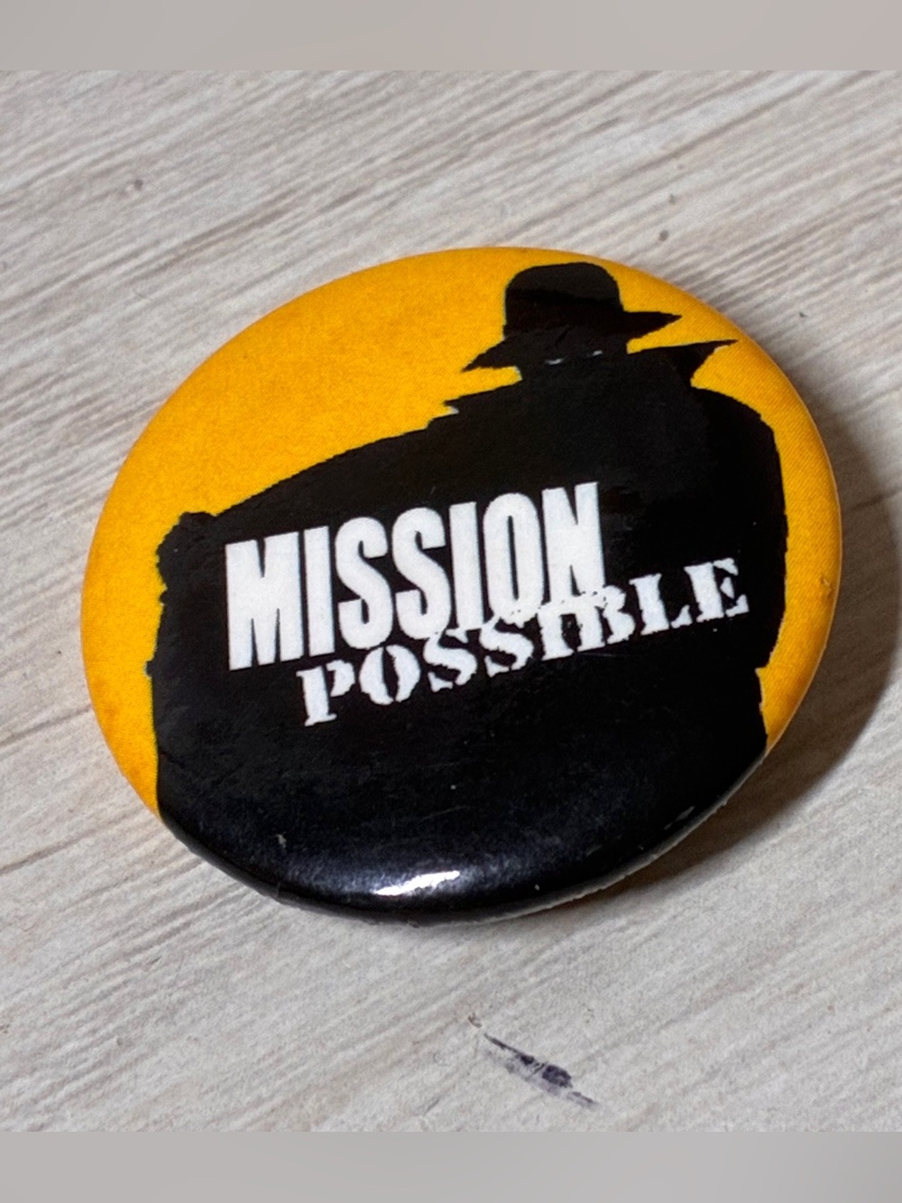 Mission Possible Spy Silhouette Retro Novelty Pin Button Badge Unisex 1.25in